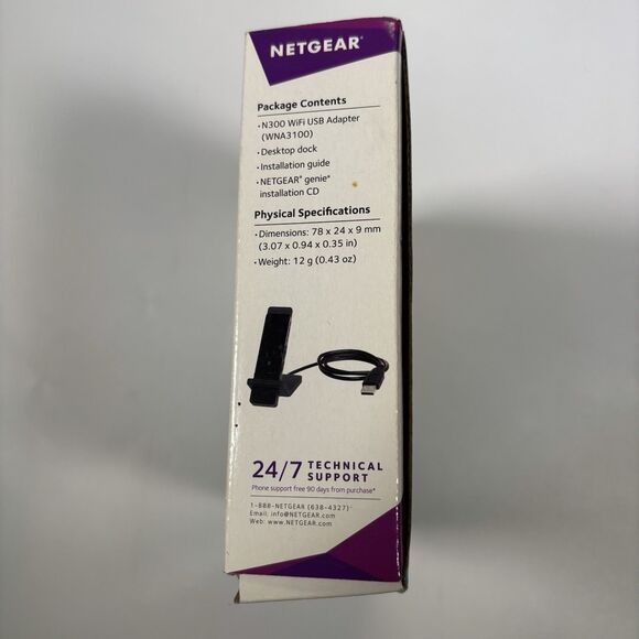 NETGEAR N300(WNA3100)WIRELESS WIFI Receiver USB ADAPTER  Antenna Kit +Stand NEW - Picture 8 of 8